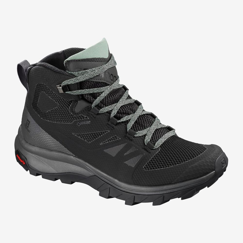SALOMON UK OUTLINE MID GTX - Womens Hiking Shoes Black,MXOJ69851